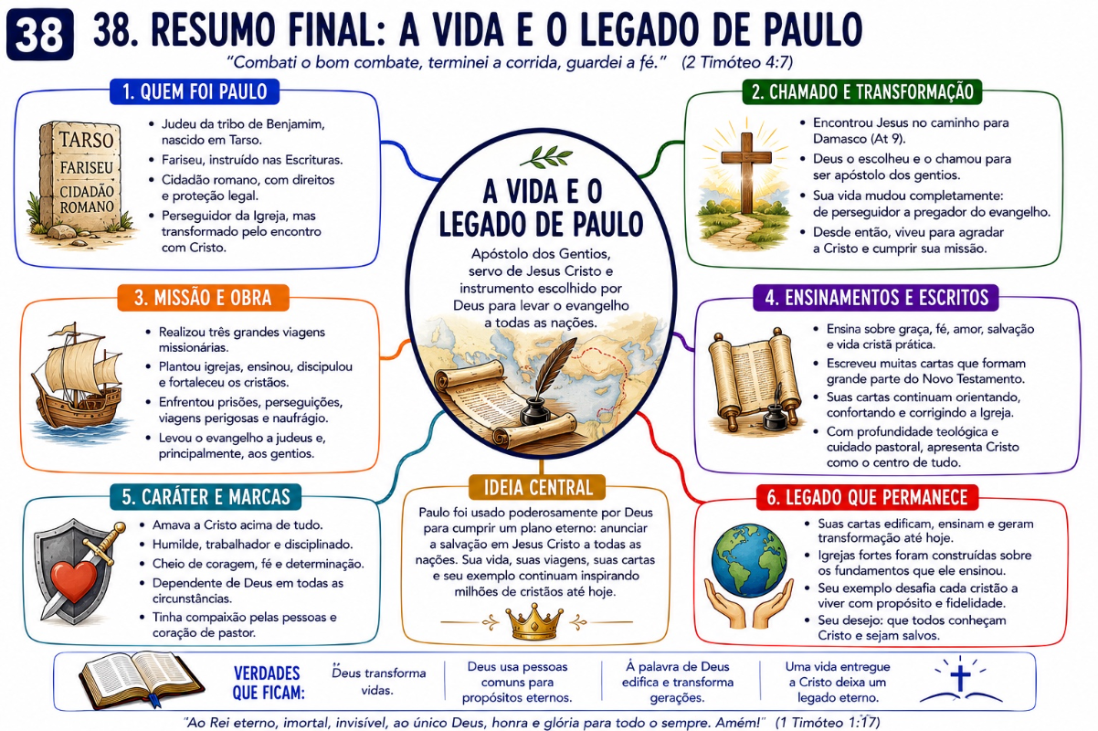 Mapa mental 38: resumo final, a vida e o legado de Paulo