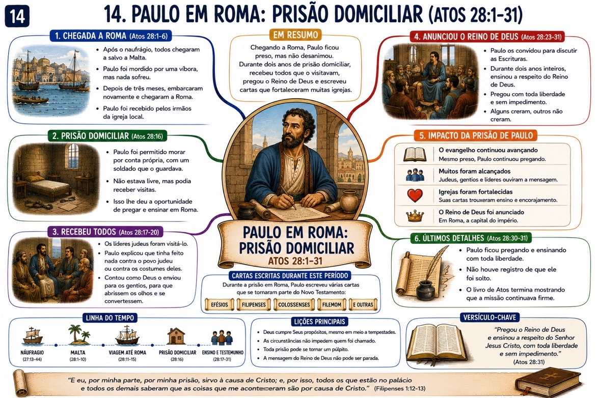 Mapa mental 14: Paulo em Roma, prisão domiciliar